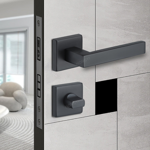 Fornecimento De Fábrica De Aço Inoxidável Durável Preto Quadrado Tipo Alavanca Maçaneta Com Portas Interiores De Bloqueio - Product Image 2