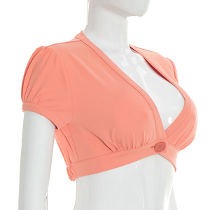 Viviblook Y26TP056 – Nouveau haut décontracté d'été pour femme, sexy, col en V, plissé, boutonné, court, à manches courtes, pour dames - Product Image 2