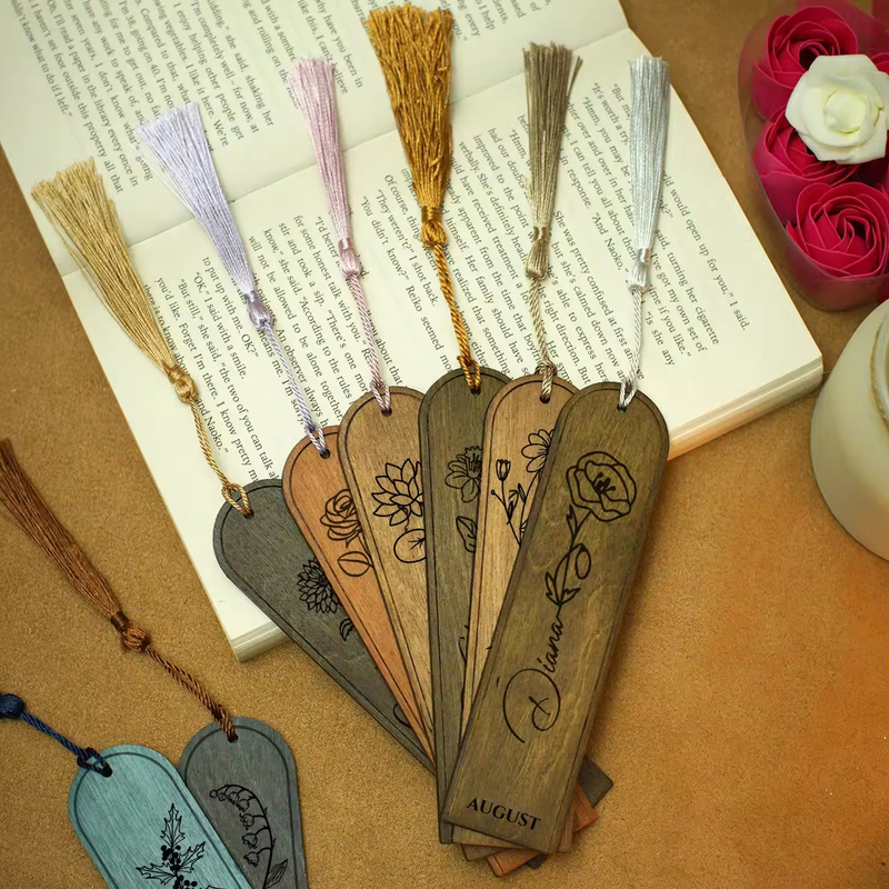 Custom Handmade Birth Flower Bookmark Engraved