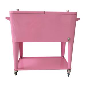 73L Practical Rollable Cooler Cart Metal Cooling Box Keep <strong>Cool</strong> Ice Chest <strong>with</strong> <strong>Wheels</strong> for Garden - Product Image 5