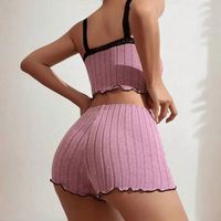 Nouveaux shorts de nuit élastiques pour femmes avec bordure en dentelle et bretelles croisées, design transfrontalier, vêtements d'intérieur confortables