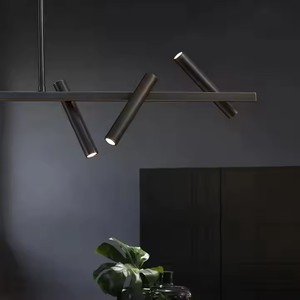 Lampadario a LED di lusso <span class=keywords><strong>con</strong></span> faretto nordico moderno luce a sospensione a LED per sala da pranzo soggiorno a striscia lunga lampadario - Product Image 4