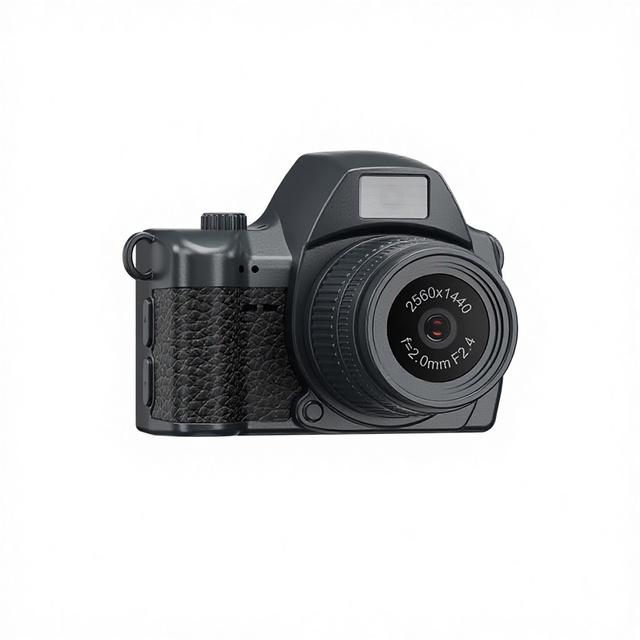 2K Retro Mini Flip Screen Camera with Night Vision 180 Wide Angle Leather Strap Kid-Friendly Travel Vlog Camera