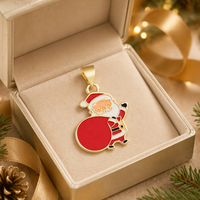 Pendentif Breloque Père Noël en Laiton Plaqué Or 14K, Cadeau Festif de Noël pour Femmes et Filles, Accessoire de Décoration de Noël