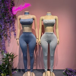 Comeluckin Set Due Pezzi da <span class=keywords><strong>Donna</strong></span> con Stampa a Pois Stile Y2k, Top Corto Senza Spalline e <span class=keywords><strong>Pantaloni</strong></span> Aderenti, Tendenza Sexy alla Moda - Product Image 1