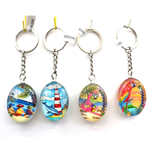 Custom Souvenir Design Round Shape Keyring Crystal Glass Keychain