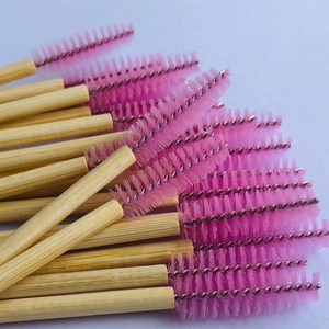 50 brosses à mascara jetables en bambou rose, outils de maquillage écologiques, lot de brosses à cils - Product Image 4