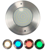 Lumière LED plate pour piscine en acier inoxydable 316 super fine de 110 mm, étanche IP68, 12 V RGB, montage en surface, lumière sous-marine