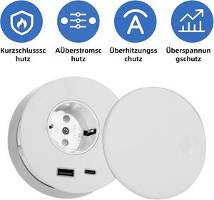 80mm Hidden gắn Đức điện Vòng Grommet văn phòng bàn Ổ cắm ổ cắm với USB A + USB-C sạc cổng hàng đầu với xoay Bìa - Product Image 5