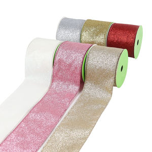 Midi nuovi arrivi 5 yarde Per rotolo 63mm tinta unita poliestere Organza Glitter <span class=keywords><strong>Mesh</strong></span> nastro cablato da 2.5 pollici - Product Image 6