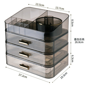 Clear Acrylic Cosmetic Storage Organizer <b>Drawer</b> Cabinet With Dustproof Design For Desktop <b>Makeup</b> Storage - Product Image 5