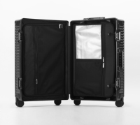 Maleta de Lujo con Carcasa Rígida de Aluminio, Candado TSA, Portavasos, Puerto de Carga, Bolsillo Frontal, Ruedas Giratorias de 360 Grados, Diseño Simple
