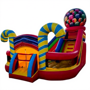 Castillo Inflable Comercial <span class=keywords><strong>de</strong></span> PVC con Tobogán, Temática Candy Land, <span class=keywords><strong>para</strong></span> <span class=keywords><strong>Alquiler</strong></span> en Fiestas y <span class=keywords><strong>Eventos</strong></span> <span class=keywords><strong>de</strong></span> Carnaval - Product Image 1
