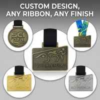Medaglie Personalizzate Rettangolari per Triathlon, Logo Personalizzato, Medaglie in Metallo 3D, Piccolo MOQ per Eventi Sportivi di Club e Triathlon Scolastici