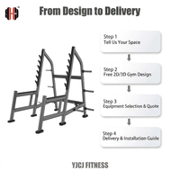 Acier robuste pour rack à squats, crochets de barre multi-niveaux, supports de rangement pour plaques, cadre renforcé, équipement de fitness à usage commercial