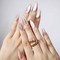 Offre Spéciale – Ongles Press-On Amande Effet Œil de Chat Rose Nude Brillant en Acrylique Pure Desire – Certifiés CE, Vente en Gros, Personnalisables, Faits Main