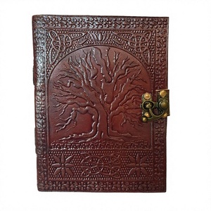Diario de Cuero A3 Hecho a Mano con Tapa Dura, Grabado del Árbol de la Vida, Páginas Impresas Vintage, Encuadernación con Hojas Plegables, Sin Líneas, para Arte y Escritura, Regalo - Product Image 3