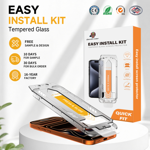 Privacy Tempered Glass Easy Install Frame Guard Tool Kit Screen Protector for iPhone 12-17 Pro Max