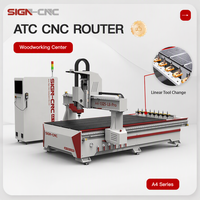 Routeur CNC SIGN-CNC A4-1325-L8-Pro à 8 outils linéaires ATC pour le travail du bois, machine à fabriquer des portes d'armoires en bois