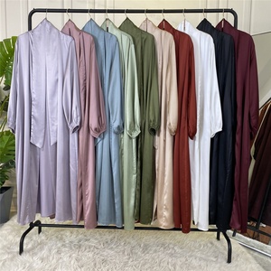 1917# Most Wanted High Quality Satin Open Abayas With Wide Sleeves Muslim Women Abaya Dresses Classic 10 Colors - Product Image 5
