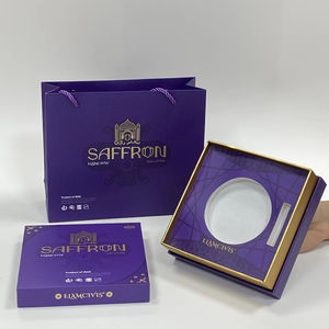 กล่องของขวัญ<span class=keywords><strong>2</strong></span>ชิ้นพร้อมคอกล่องกระดาษสีม่วงแบบถอดได้บรรจุภัณฑ์พิมพ์สีทองหรูหราออกแบบได้ตามต้องการ - Product Image 1