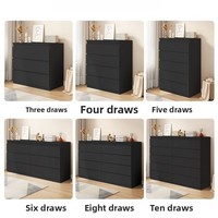 Vente directe usine : Commodes de chambre à coucher noires avec tiroirs, commodes hautes et grandes étagères de rangement noires