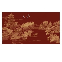 Papier peint imperméable à l'eau sur le thème de l'architecture chinoise ancienne, motif Cranes Lake Attic, pour la décoration murale de restaurants