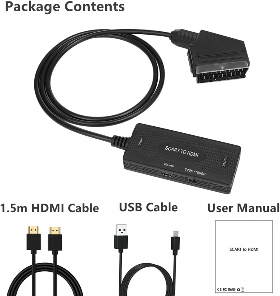 HD 1080P PERITEL HDMI Vidéo Audio Convertisseur Haut de Gamme Adaptateur TV DVD