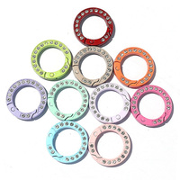 Anneau à ressort en alliage de zinc brillant anneau de saut ouvert clouté en diamant pour bricolage artisanat et porte-clés