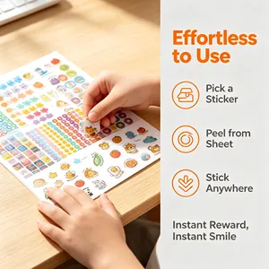 Pegatinas de Incentivo para Niños, Diseño de Dibujos Animados, Animales y Estrellas, Paquete de Pegatinas con Aroma a Perfume, Tamaño y Color Personalizables, Impresión CMYK Resistente al Agua - Product Image 1