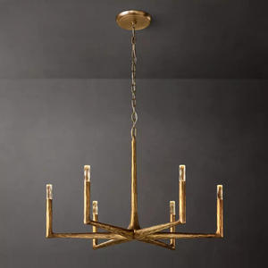 Luminaires suspendus vintage en laiton massif de 36 pouces, style moderne pour la maison, salle à manger, restaurant, bar, lustre doré de luxe - Product Image 5