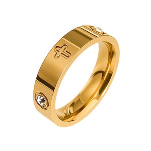 Anelli in Titanio Placcati Argento con Diamanti dal Design Classico, Anello con Croce Incisa per Regali di Anniversario da Donna - Product Image 2