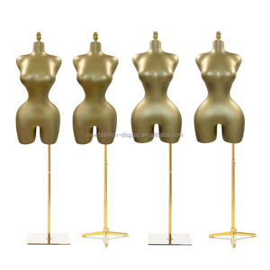 Mannequin femme Guangzhou en fibre de verre, taille M L, finition or mat, avec hanches et poitrine généreuses, demi-corps, pour vitrine - Product Image 1