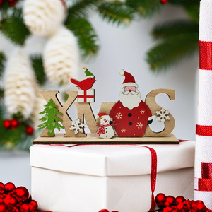 Christmas Wooden Xmas Decorations Paulownia Wood Hand Painted Home <b>Desktop</b> Ornaments Gift Idea - Product Image 1