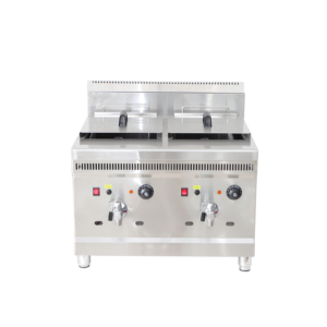 Nouvelle poêle antiadhésive pour <span class=keywords><strong>friteuse</strong></span> commerciale, <span class=keywords><strong>friteuse</strong></span> à gaz en acier inoxydable 18L + 18L avec panier - Product Image 1