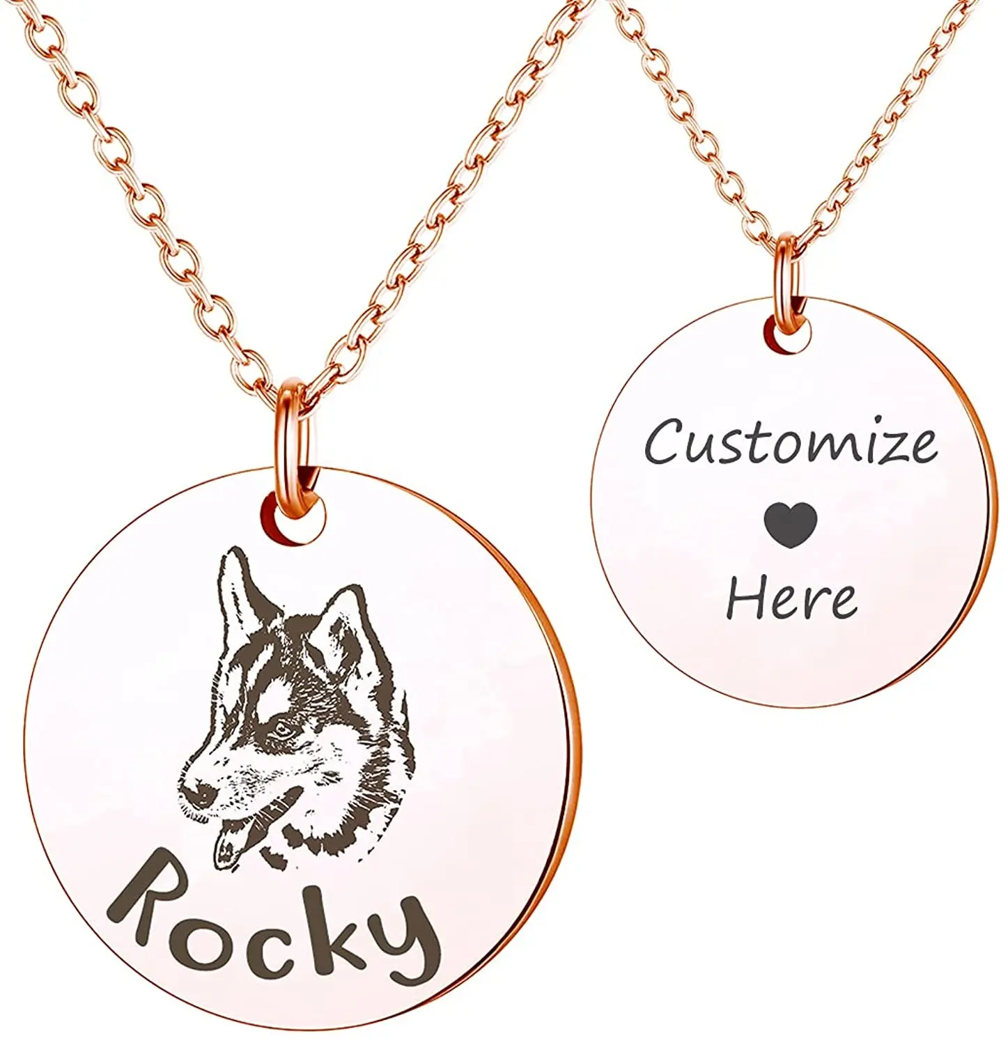 Online Customized Cat Dog Portrait Personalized Name Necklace Jewelry Pet Lover Gift for Mom's Dog Breed Necklace