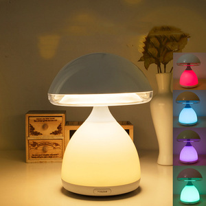 Dimmable Mushroom Lamp Glass Mushroom Bedside <b>Table</b> Lamp <b>Small</b> Nightstand Desklamp Swirl Light for Home Decor Dining Living Lamp - Product Image 2