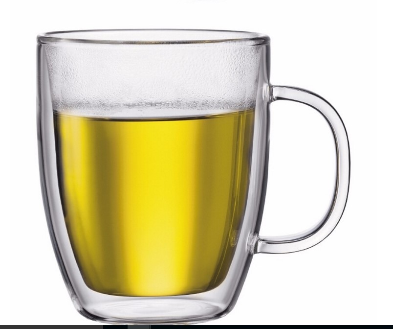 Double wall glass coffee cups Heat-resistant borosilicate tea cups with lids