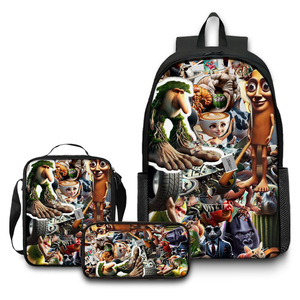 JM Novo Anime Impermeável Brainrot Tung Tung Tung Sahur Conjunto de Mochilas Escolares de 3 Peças para Crianças - Product Image 3