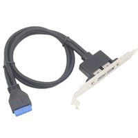 Câble d'extension USB 3.0 femelle pour montage sur panneau vers carte mère 20 broches avec support et gaine en PVC pour haut-parleurs et moniteurs