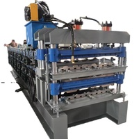 Panel de techo trapezoidal IBR de hierro corrugado de Metal de tres capas, maquinaria para hacer Tejas, máquina formadora de rollos en frío
