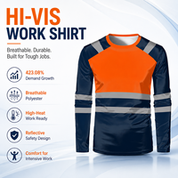 T-shirt de travail en fibre de polyester sans couture, anti-bactérien, avec bande réfléchissante, manches longues, col rond, style polo, personnalisable en option