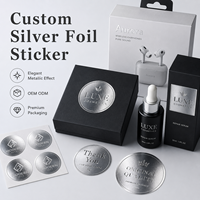 Étiquettes personnalisées imperméables en feuille d'argent, forme métallique originale pour emballages de produits cosmétiques (lotion, rouge à lèvres, pot)