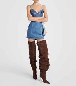 <span class=keywords><strong>Bottes</strong></span> en cuir d'agneau à talon aiguille pour filles Anok <span class=keywords><strong>Bottes</strong></span> hautes <span class=keywords><strong>marron</strong></span> Sexy 105 Jahleel <span class=keywords><strong>Bottes</strong></span> en cuir suédé au-dessus du genou pour femmes - Product Image 4