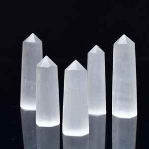 คริสตัลธรรมชาติโมร็อกโก เซเลไนต์ทรงกระบอก สำหรับตกแต่งบ้าน วางบนโต๊ะ - Product Image 4