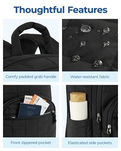 Mochila de Viaje Acolchada para Mujer, 55L, Mochila para Portátil Universitaria, Negra - Product Image 5