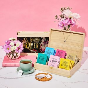 Caja de madera Premium Juego de regalo religioso 90 <span class=keywords><strong>Gourmet</strong></span> Christian Prayer Tea 6 Sabores Versículos DE LA Biblia para mujeres Mamá Hermana Amiga - Product Image 3