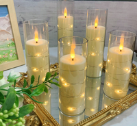 Bougie sans flamme en verre avec LED intégrées, effet de lumière scintillante réaliste pour la décoration de la maison, des mariages et des fêtes