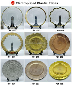 SMOOTH Plato de plástico plateado de 13 pulgadas, redondo, con borde de cuentas, para decoración de mesas de eventos y cenas de boda - Product Image 6