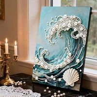 Kit de Peinture DIY en Gros avec Perles et Strass – 4 Motifs : Paon, Papillon, Cygne, Fleur de Cerisier – Art Perlé pour Adultes